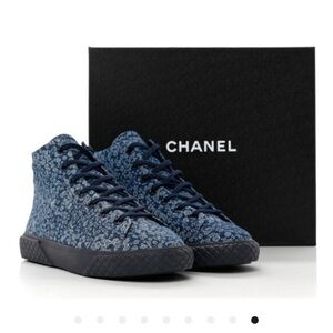 Chanel CC Camellia Flower denim High-Top Sneakers
